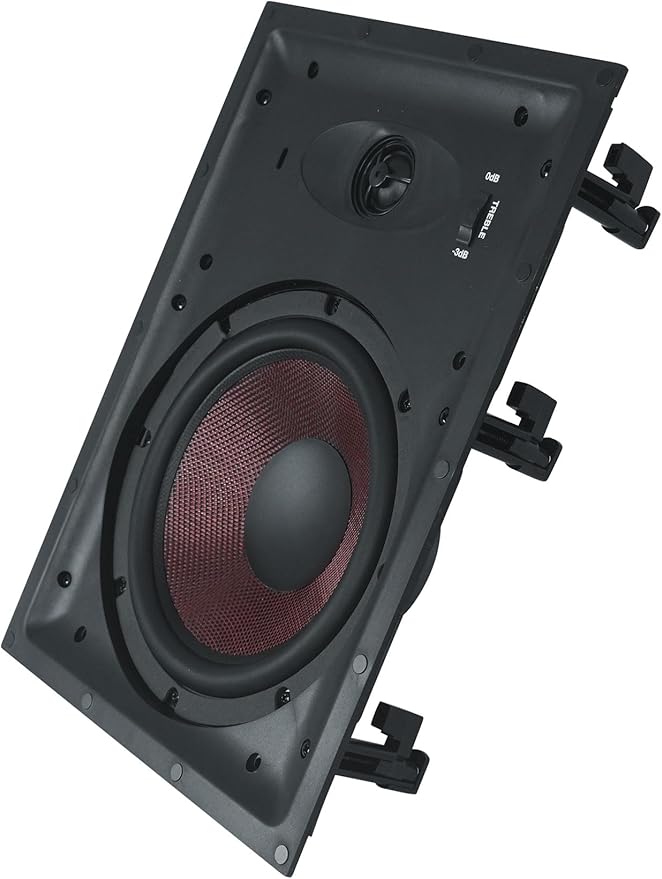 Rockville Pair WA858 320W in-Wall Speakers, 8" Kevlar Woofer, Silk Dome Tweeter, Magnetic Grilles, 2-Position Tweeter Control, 8-Ohm, for Home Theater & Whole-House Audio