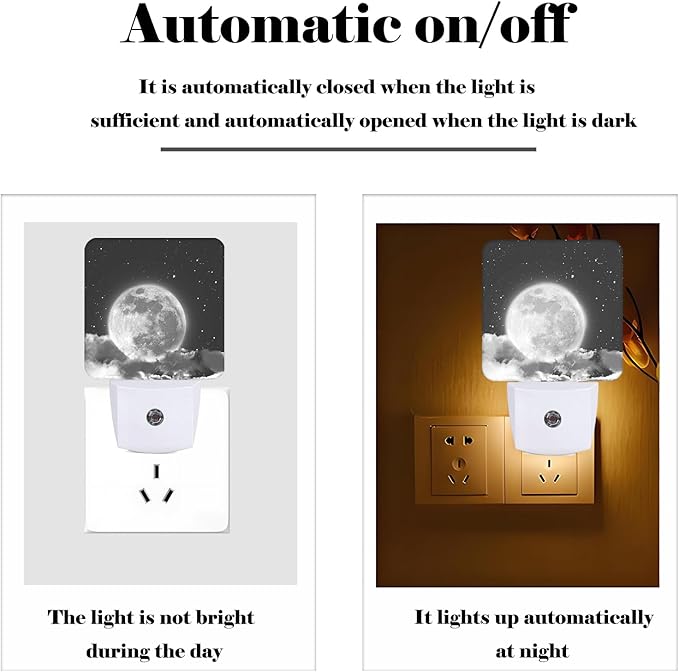 FSHVQKD Moon in Cloud Night Light,Plug-in Nightlights Auto Sensor Night Lamp Dusk to Dawn Lamp Home Decor for Nursery Children Girls Boys