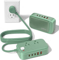 KWRNVO 5FT USB Charging Station with Outlets, Flat USB C Travel Power Strip PD 20W Charger with 2500W AC Outlets, 3 USB-C Ports, 2 USB-A Ports Extension Cord for Home/Office/Travel