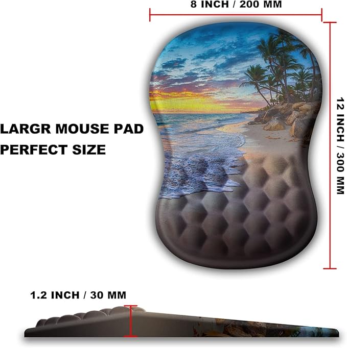 KUOSGM Mouse Pad Wrist Support, Ergonomic Mouse Pad with Massage Dot, Comfortable Computer Mouse Pad for Laptop, Wrist Rest Pain Relief Mousepad with Non-Slip PU Base for Office & Home, 12 x 8 in