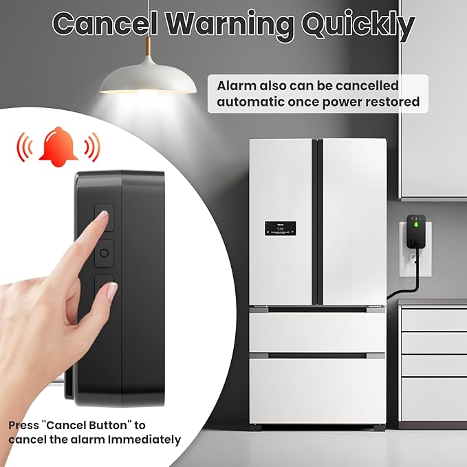 Power Failure Alarm WiFi, Smart Power Outage Alarm with App Notifications, Mini Size Freezer Alert with Loud 110dB & LED Indicator & Voltage Detection, Home Power Monitor for GFCI Trips, Sump Pump ﻿