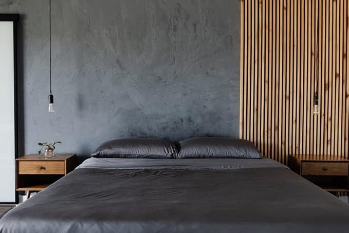 Cozy Earth Luxury Bed Sheet Set - 100% Viscose from Bamboo Fabric, Ultra-Soft & Breathable, Fits Regular & Deep Pocket Mattresses up to 20" - 4 Pieces California King Sheet Set Charcoal Grey