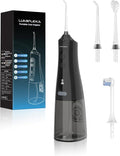 Lumiflexa Water Dental Flosser for Teeth Pick, Cordless Flosser for Travel with 4 Jet Tips, 9 intensities, IPX7 Waterproof Portable & Rechargeable Oral Irrigator Cleaner, Black