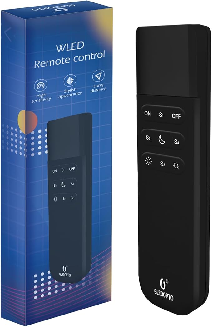 GLEDOPTO WLED Remote Control RGB IC LED ESP Now APP WiFi Wireless Brightness Adjust 4 Scenes Preset Night Light 50 Meters Control Distance Work with WLED Controller Device(Battery not Included)