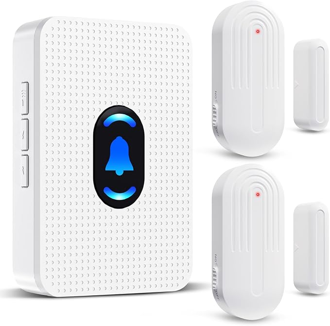Daytech Wireless Door Chime Alarm System - 800ft Range, 20 Melodies, 5 Volume Levels, LED Alert with 2 Sensors + 1 Receiver for Home, Business, Office & Store Security