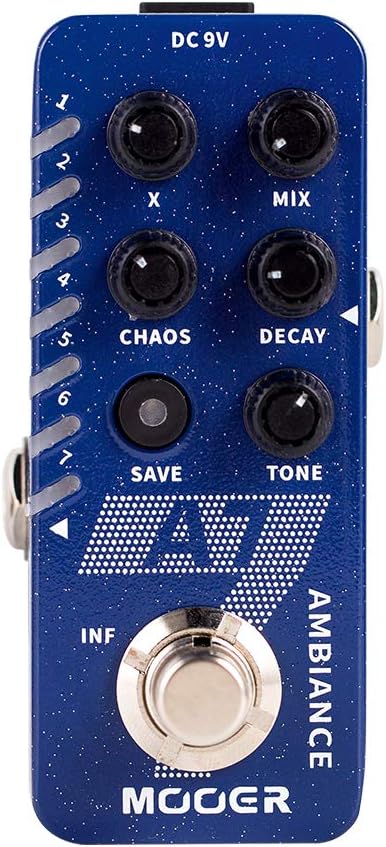 MOOER A7 Reverb Guitar Pedal Ambiance Versatile with 7 Diffrevent Rever Effects And Save Setting Function, INFINITE Trail Function, Supports Buffer Bypass or True Bypass
