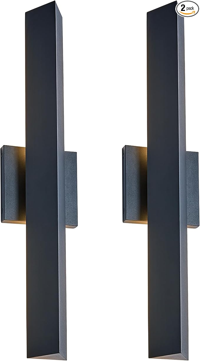 Tarentlight Modern Outdoor Porch Light Patio Lamp in 20W 3000K Integrated LED with Aluminum Triangle & Frosted Glass, IP65 Waterproof Wall Sconce,2 Pack(Textured Black),Can Installed in Any Direction.