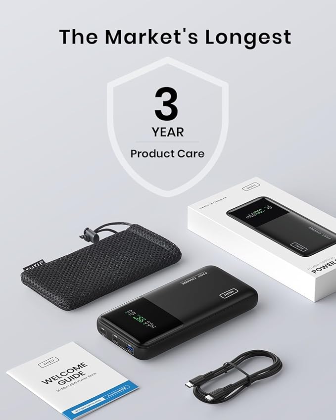 INIU 140W Power Bank, 27000mAh High Capacity Laptop Portable Charger, USB C Tablet Powerbank, Smart Digital Display Phone Charge for iPhone 17 16, Samsung, iPad, MacBook, Camping, Outdoor, Travel etc