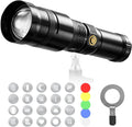 Alluneitter 40W LED Photography Flashlight Aluminum, Professional Imaging Lens, Stepless Zoom Control, 7800mAh,4 Color Light with 20 gobos for Photo, Content Creation Video Recording Accessorie