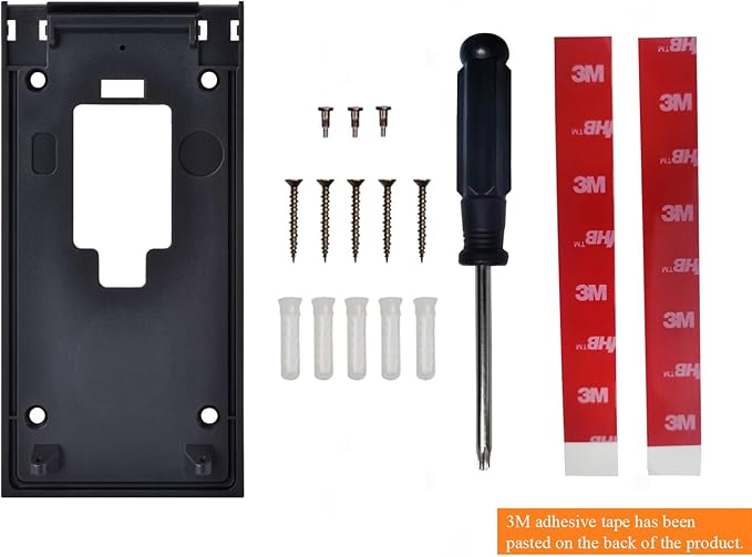 Fansoun No-Drill Adhesive Mount for Ring Video Doorbell (2nd Generation - 2020 Release), Mounting Bracket Accessories for Apartments Office Houses (Black)