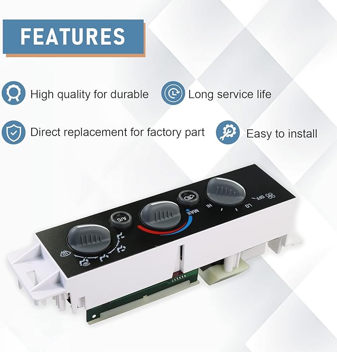 DICMIC A/C Heater Control Panel Climate Control Module Without Rear Window Defogger Switch for 1996-2000 Chevy GMC C1500 C2500 C3500 K1500 K2500 K3500 Suburban Yukon Replace# 599-007, 15-72548