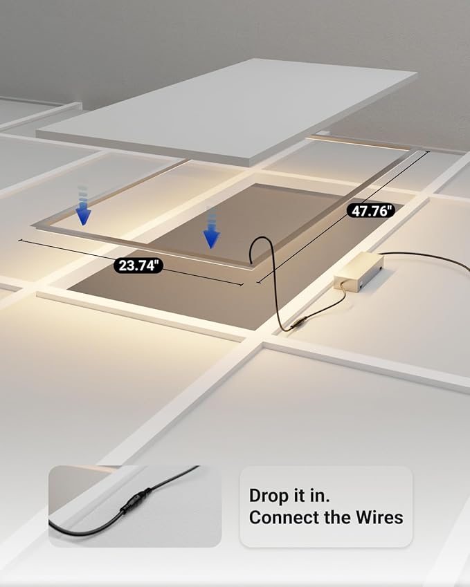 Sunco 2x4 Edge-Lit Frame LED Panel Lights, Drop Ceiling Flat Light Fixture, 5500 LM, Selectable Features, 30W/40W/50W, 4000K/5000K/6000K, Dimmable (0-10V) ETL 4 Pack