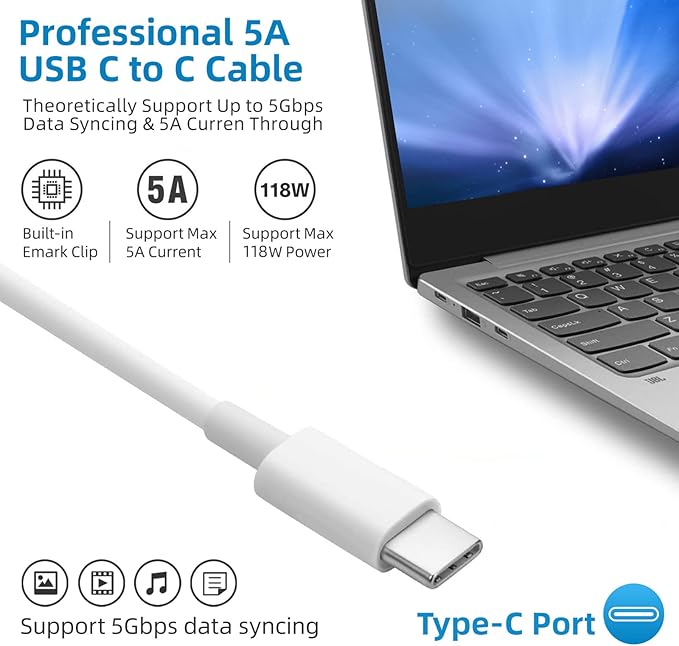 Furgor Mac Book Pro Charger - 118W USB C Charger Fast Charger Compatible with MacBook Pro, MacBook Air, M1 M2 M3 M4 M5, iPad pro, Samsung Galaxy and All USB-C Devices, 6.6ft Cable