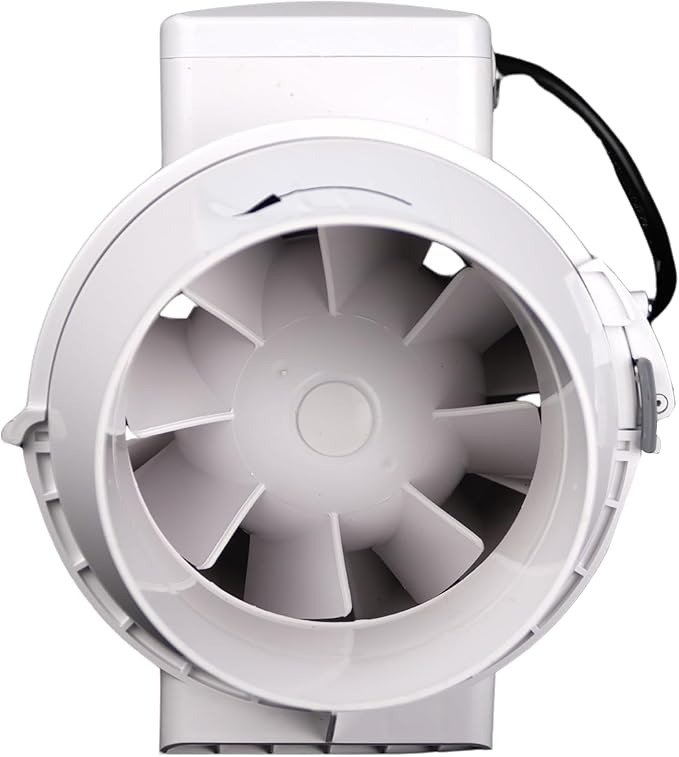 VENTS-US TT Silent 125-5" Inline Duct Fan, 199 CFM, 2-Speed Built-In Switch, For High Static Pressure Duct Applications