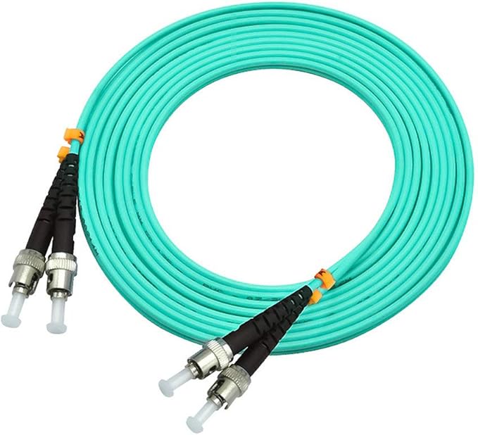 Jeirdus 5Meters 16ft ST to ST Duplex 50/125 10G OM3 Multi-Mode Fiber Optic Cable Jumper Optical Patch Cord ST-ST