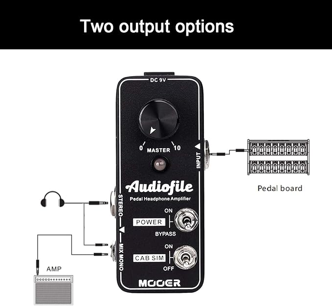 MOOER Micro Guitar Pedal Audiofile Headphone Amp Analog, Access to Effects Circuits, Buffer/Clean Boost for Electric Guitar/Bass