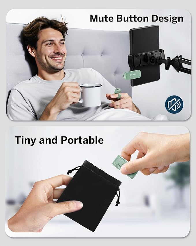 DATAFY Page Turner Ring for Kindle, Remote Control Paperwhite Oasis Scribe Kobo eReaders, Page Turner Clicker for Kindle iPhone ipad Tablets with Camera Video Record & Shutter Selfie Matcha Green