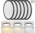 RLEDPZTX Led Flush Mount Ceiling Light,9 Inch 18w 1860lm,3000k/4000k/6000k 3CCT Selectable, Round Modern Flat Panel Super Slim Led Ceiling Light,for Living Dining Kitchen Bedroom Room (6Pack-Black)
