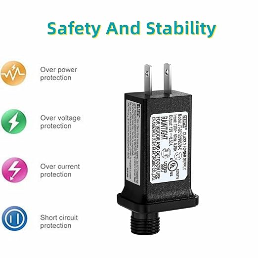 Replacement 12V 0.5A LED Transformer JT-DC120V0500-C Class 2 Power Supply IP44 LED Light Controller Low Voltage Transformer for Christmas String Light Inflatable Decorations (12V6W 1PCS)