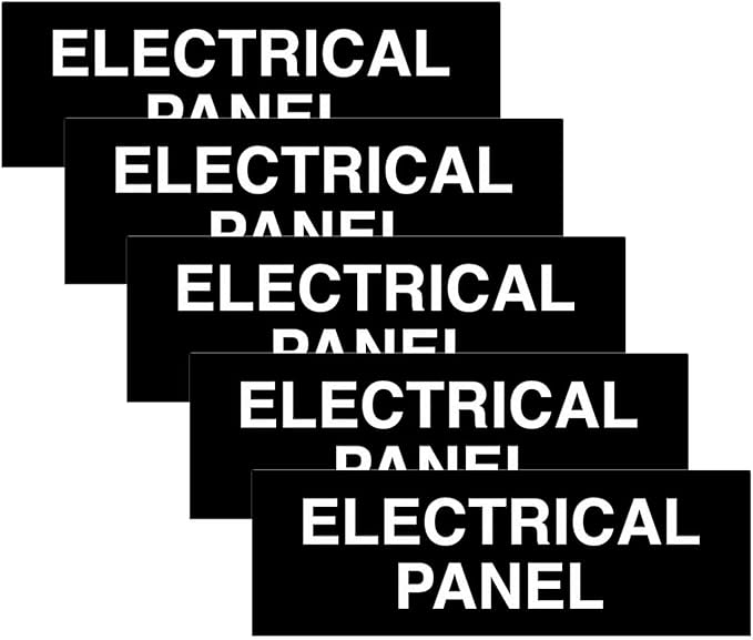 All Quality Basic Electrical Panel Sign - Fire Regulation Safety Compliance Sign - Black - Small (5 Pack)
