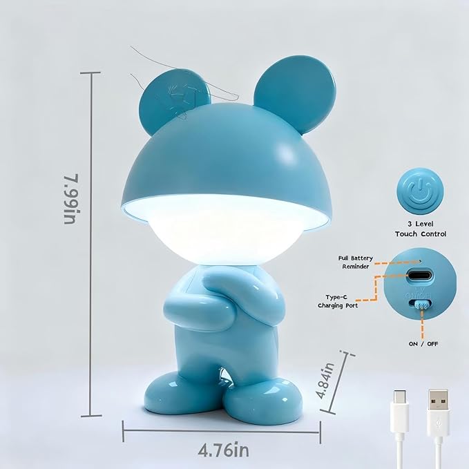 ShonlPin Night Light for Kids,Rechargeable Table Lamp,Touch Lamps for Nightstand,Dimmable,Breastfeeding,Nursery,Sleep Aid,Bluey Cute Decor Gifts Stuff for Baby Toddler Boys Girls Christmas Birthday