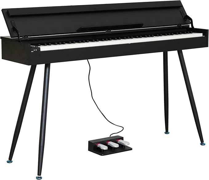 KUMENG Digital Piano 88 Key Weighted Keyboard,Full-Size Desk Progressive Hammer-Action Electric Piano For Beginners, With Sheet Music Stand, Pedal,Power Adapter, Headphone Mode, Usb-Midi