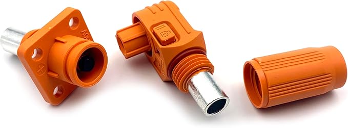 1 Set Battery Energy Storage Connector, 250A High Current Connectors Quick Plug Terminal Orange Right Angle Plug and Socket IP67 Waterproof Power Adapter Crimping 70mm² Wiring (1500V)