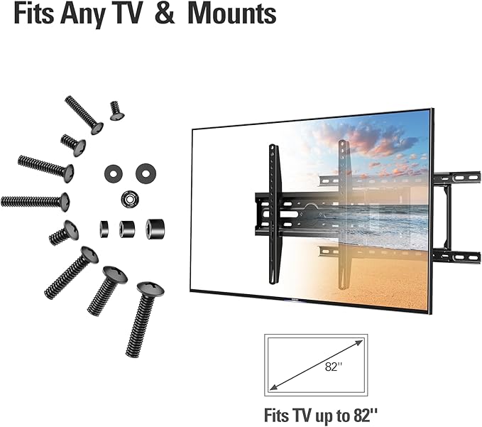 Mounting Dream TV Mounting Hardware TV Mount Screws Kit Comes with M4, M5, M6, M8 Screws, Includes Spacers and Washers, Fits Any TVs Up to 82 Inch, Works with Any Wall Mount MD5754