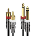 J&D Dual 1/4 inch TS to Dual RCA Cable, Heavy Duty 1/4 Male to RCA Male Adapter Stereo Audio Interconnect Quarter inch Cable, 20 Feet