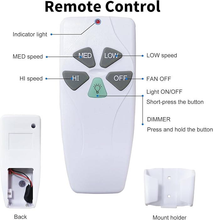 Humpptom Fan Remote Control Kit, 53T Small Size Receiver Ceiling Fan Remote Control Control for Hunter/Harbor Breeze/Westinghouse/Honeywell/Other Ceiling Fan Humpptom Mini Black