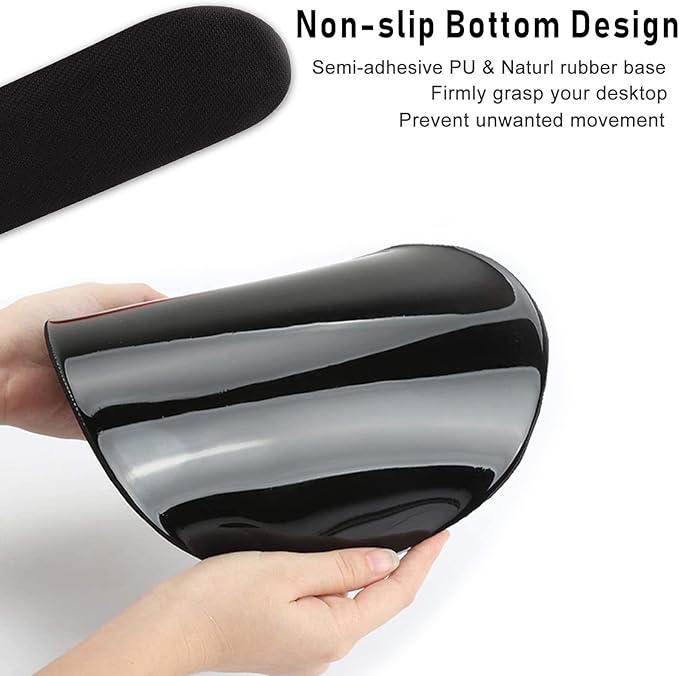 Keyboard Wrist Rest and Mouse Pad Wrist Support Set with Coasters,Non-Slip PU Base Ergonomic Gaming Mousepad for Home Office Working Studying Easy Typing & Pain Relief,Black Gold Marble