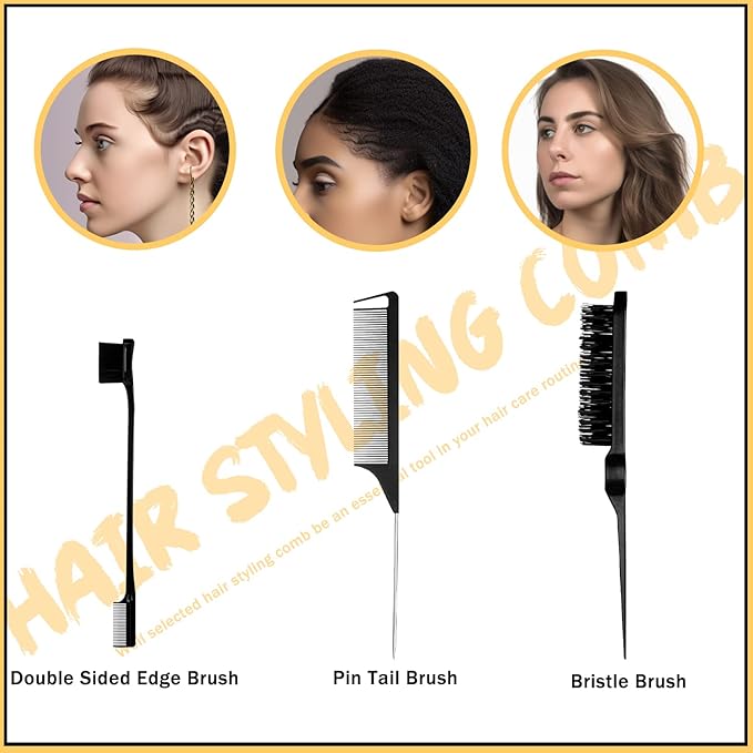 SPRINGSUGAR 5 Pcs Hair Wax Stick for Flyaways Edge Control Slick - Styling Tools Includes , Finishing , Comb, Gel for Fly Away for Women