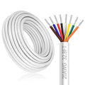 20 Gauge 8 Conductor Electrical Wire, 32.8FT White Stranded Low Voltage 20/8 PVC Case, 20 AWG Tinned Copper 8 Wire Extension Power for Strips LED Lamp Lighting