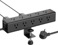 CCCEI Standing Desk Clamp Power Strip with 15 Outlets, Black Desktop Edge Mount Surge Protector Outlet, Fast Charging USB-A and 45W USB-C Ports, 10 FT Flat Plug, Black Fit 1.6 inch Table top.
