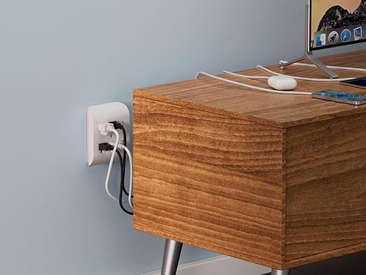 ELEGRP 6-Outlet Extender with Central Anchor, 3-Prong Grounded Wall Tab, Multiple Outlet Extender with 6 Electrical Outlets, ETL Listed, 3 Packs, White