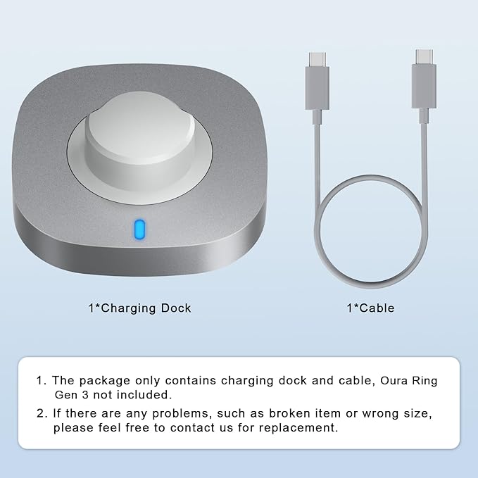 ZOOROO Charger Compatible with Oura Ring Gen 3 Size 7, Fast Charging Dock with USB-C Cable