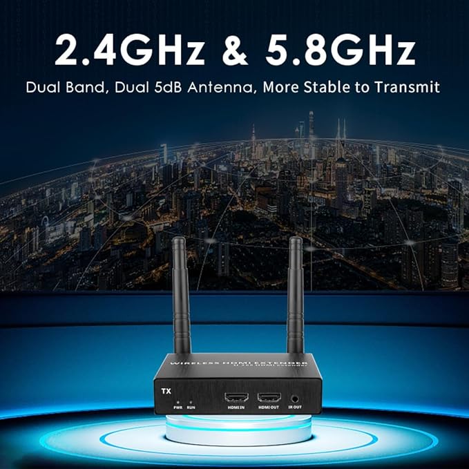 EXVIST 100M 4K@FPS HDMI Wireless Extender Transmitter Receiver W/HDMI Loop-Out, Up to 328ft, IR Support, Suitable for Transmitting Video from Laptop, PC, YouTube, PS4 to HDTV or Projector
