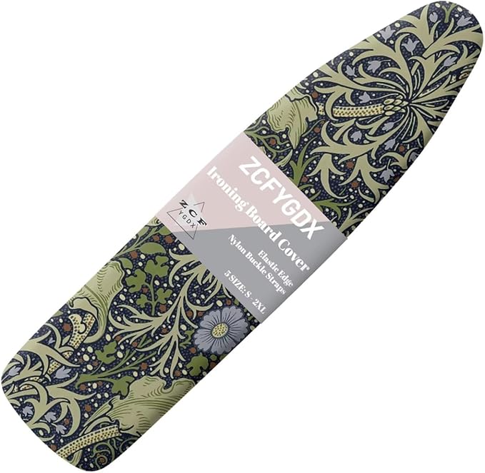 ZCFYGDX William Morris Prints Ironing Board Cover with Elastic Edge 3 Bottom Nylon Buckle Straps Breathable Resist Scorch Staining Suitable for Size-S Iron Board House Oil Paintings Art Decor