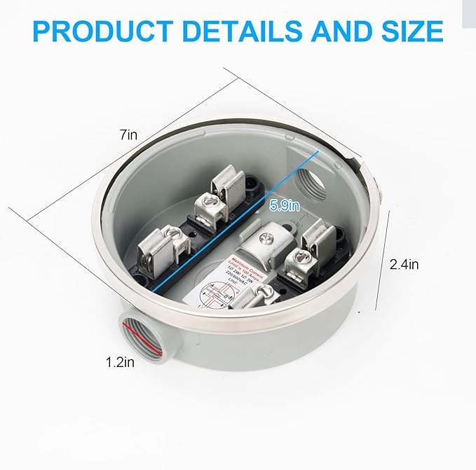 100 Amp Meter Socket, 4 Jaw Meter Base, 240V 3 Wire Ring Type, with Horn Bypass Meter Cover Plate, Suitable for Overhead/Underground Feed