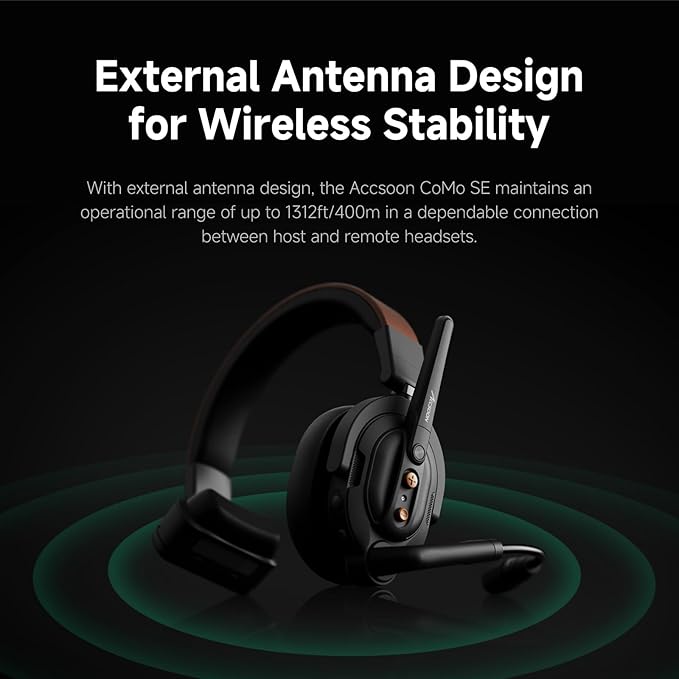 Accsoon Como SE Wireless Headset Intercom System 3-Person Full Duplex 1312ft Team Communication Group Talk, 30+Hour Battery Life