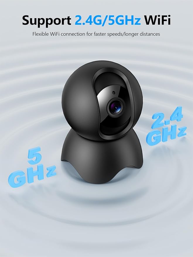 YYSY 2K 2.4GHz & 5GHz Indoor Security Camera, 2 Packs Pet/Dog/Baby Security Camera with Phone App, 360° Pan-Tilt WiFi Cameras for Home Security, 2-Way Audio, Night Vision, Auto-Tracking, Privacy Mode