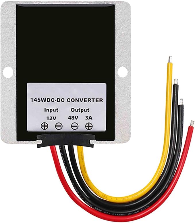 MGGi DC Booster Voltage Regulator, 12V Step Up to 48V 3A 145W Converter Boost, Power Supply Module Boost Transformer, Waterproof Adapter - for Colf Cart Club Car Truck Vehicle Boat Aluminum 12V-48V