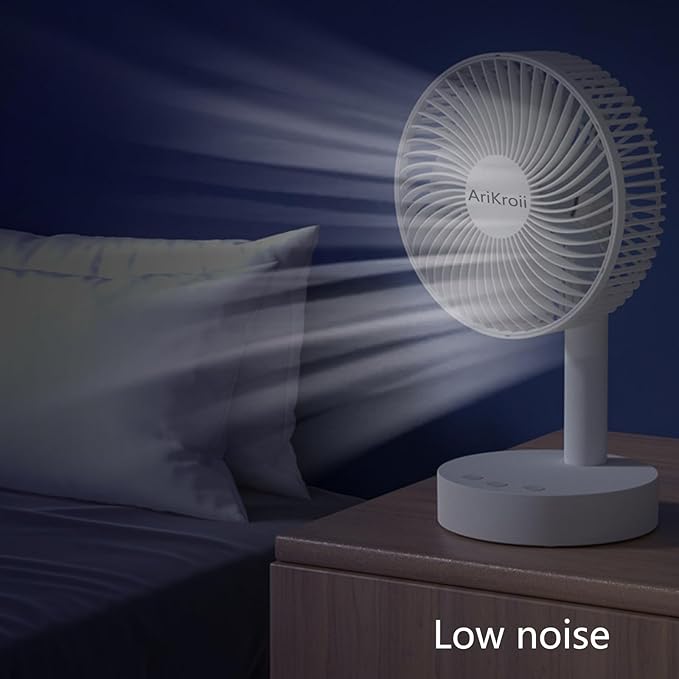 AriKroii USB Desk Fan with Adjustable Tilt 90 Rotation,Ultra-quiet but High Efficient, 3 Speeds Wind Cooling Fan Desktop Consoles with USB Charging, for Cooling Home Office Car Summer Travel