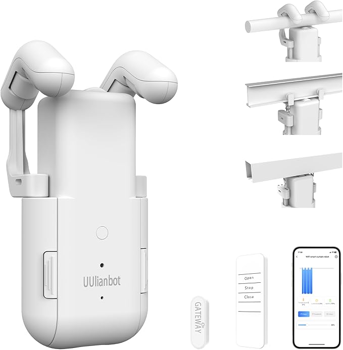 2025 Automatic Curtain Opener - Electric Curtains with Remote Smart Curtain Opener Electronic for Roman/U/T Rails, Bluetooth Curtain Opener with App/Timer, Compatible with Alexa and Google Home