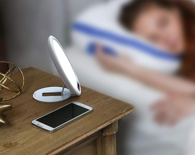 JUXLamp Light Therapy Alarm Clock Wake up Light 10000 lux Sunrise lamp Bright Light Alarm Clock APP Control Built in Lithium Battery Portable for Travel