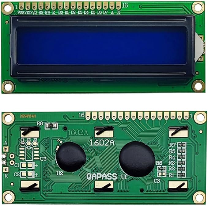 Haldzemo 1602 LCD Screen Display Module 1602A 16x2 White Character Blue Backlight DC 5V (2 Pack)