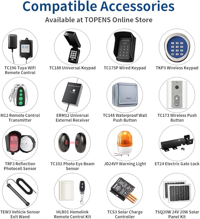 TOPENS TRF3 Safety Reflection Photocell Retro-Reflective Photoelectric Beam Sensor for Automatic Swing Sliding Gate Openers Garage Door Openers Access Control Security Alarm Systems Outdoor Use