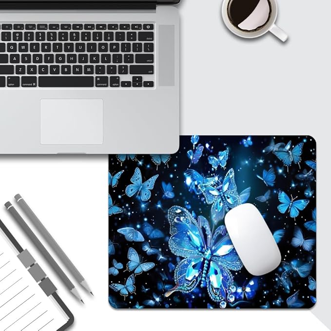 Blue Crystal Square Mouse pad, Texture, Waterproof, Anti Slip Rubber Base, Computer Mouse pad, Laptop Mouse pad