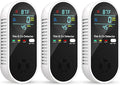 Vilfet Carbon Monoxide Detectors & Natural Gas Detector, 4-in-1 Carbon Monoxide Detectors Plug in, Gas Leak Detector with Dual Alarms, Temperature & Humidity Sensor for Home, RV, Black, 3 Packs