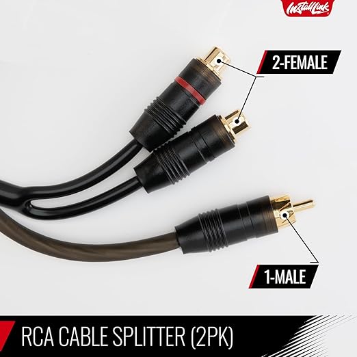 Install Link RCA Audio Cable for Subwoofer or Stereo Cable, Y Adapter 1-Male to 2-Female Splitter, 2pk